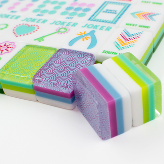 Crystal Confetti Citrus Green | Mahjong with a Sprinkle of Color and Joy | Clear Top with Colorful P