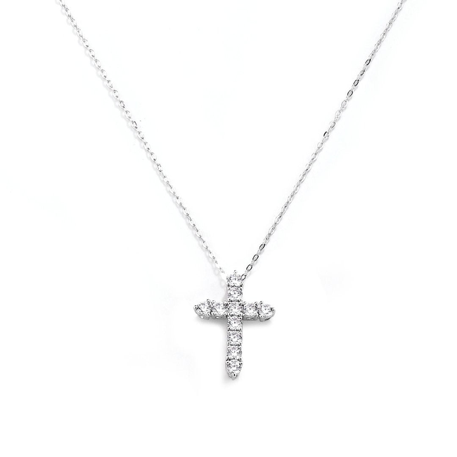 CZ CROSS PENDANT NECKLACE-gallery-32258105704617
