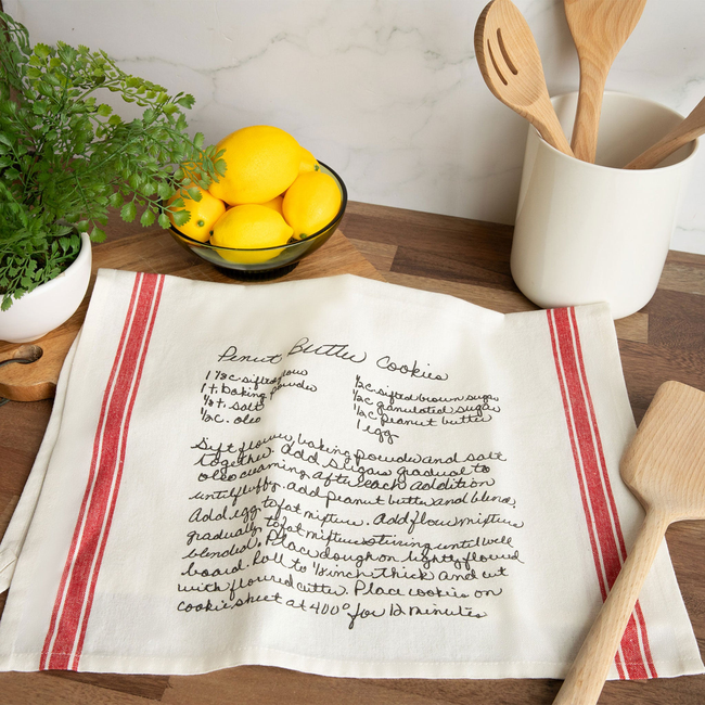 Red Striped Custom Family Recipe Kitchen Towel-gallery-43696384704735