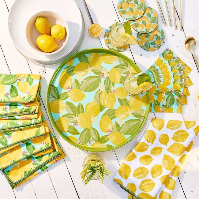 Lemon Blossoms blu Dinner Napkin Set of 6-gallery-32767380226135