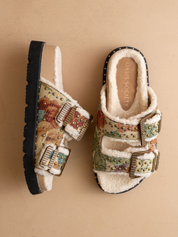 The Gaylen | Floral Tapestry Fleece Lined Slipper Slide