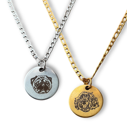Custom Engraved Pet Portrait Necklace