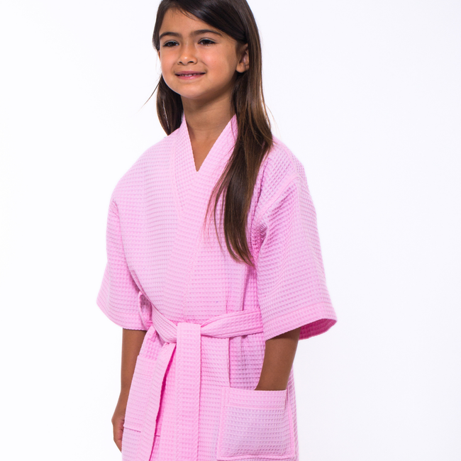 Pink Waffle Kimono Kid's Robe-gallery-48248932139267