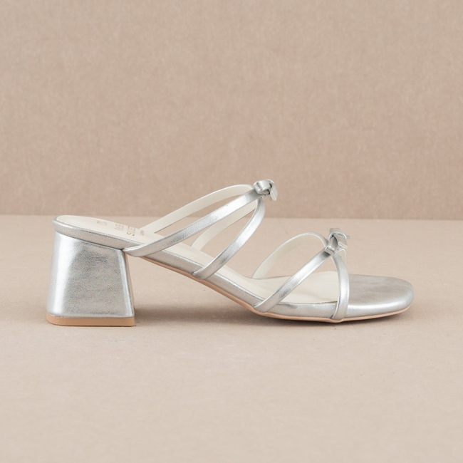 The Maci | Silver Strappy Heel with Bow Details-gallery-34702061011121