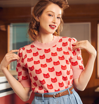 Retro Radiance Puff Shoulder Sweater