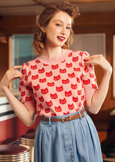 Retro Radiance Puff Shoulder Sweater