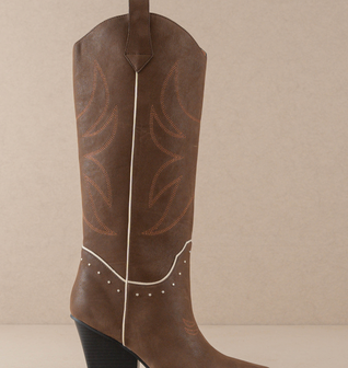 The Ashton | Coffee Cowboy Boot with Flaire