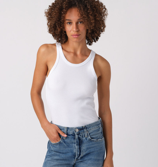 Long Rib Tank <br> White