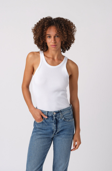 Long Rib Tank <br> White