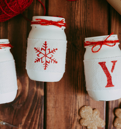 Rustic Christmas Table Centerpiece JOY - White and Red JOY Table Decor