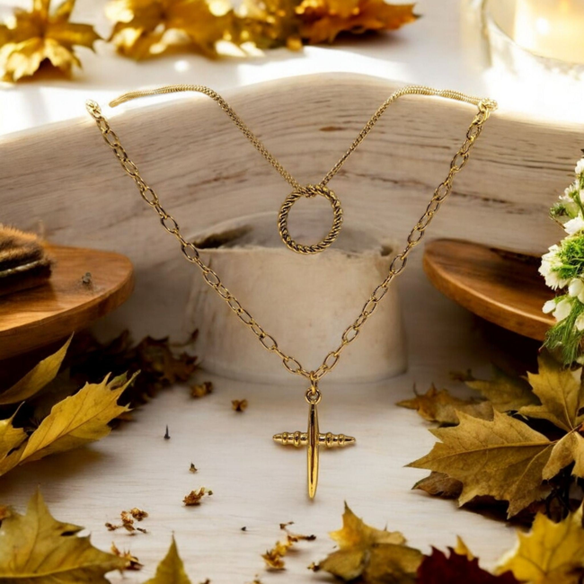 Cruller Circle Gold Necklace-gallery-42474113171706
