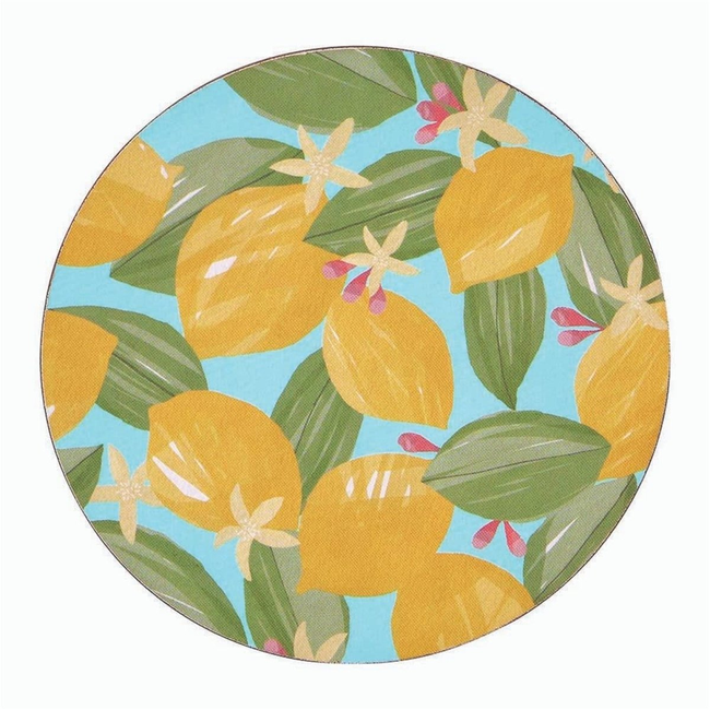 Lemon Blossoms Round Coaster - Set of 4-gallery-32767370985559