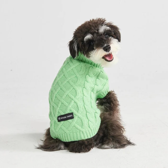 Cable Knit Dog Sweater - Mint Green