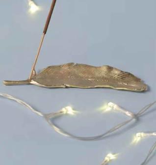 Feather Brass Incense Holder