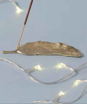 Feather Brass Incense Holder