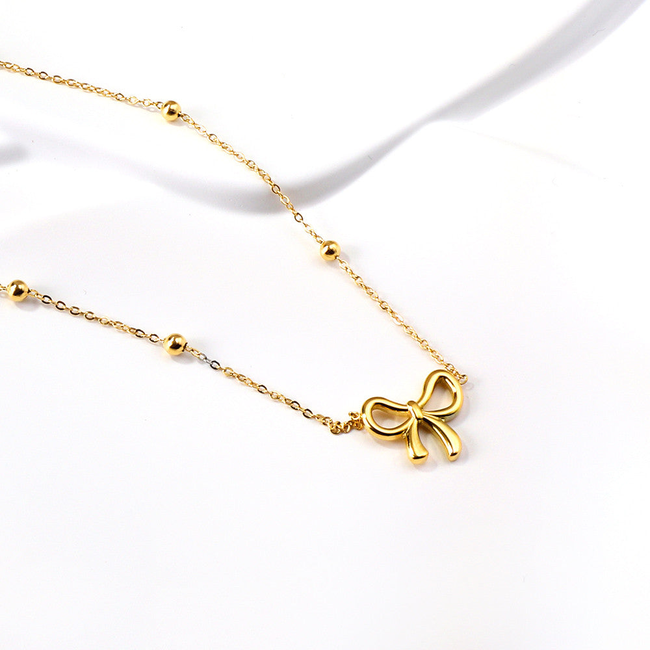 Madeline Bow Gold Necklace-gallery-42474142269690