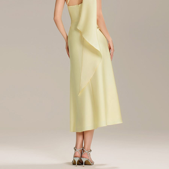 Satin One-Shoulder Midi Wedding Guest Dress-gallery-33683980451914