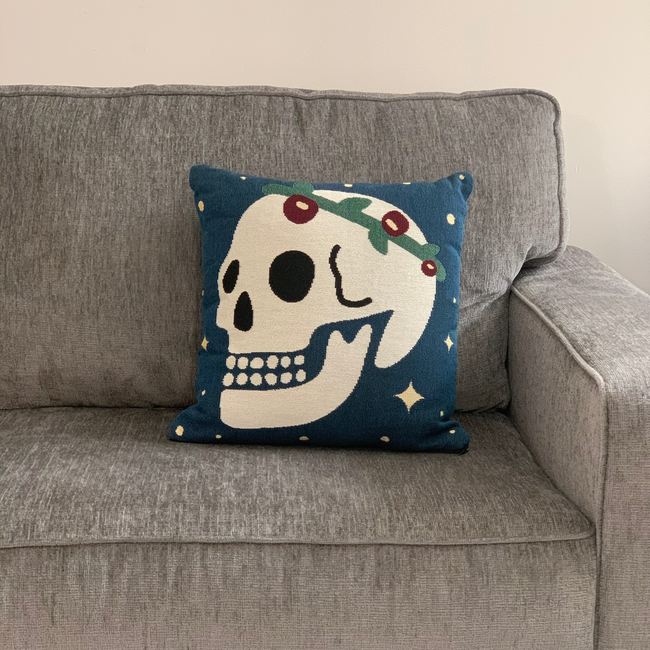Romance is Dead - Skull Pillow-gallery-37430081421488