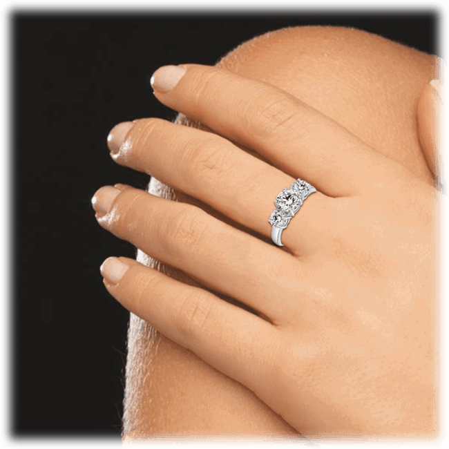 Blair Three Stone Cubic Zirconia Ring-gallery-30352369418298
