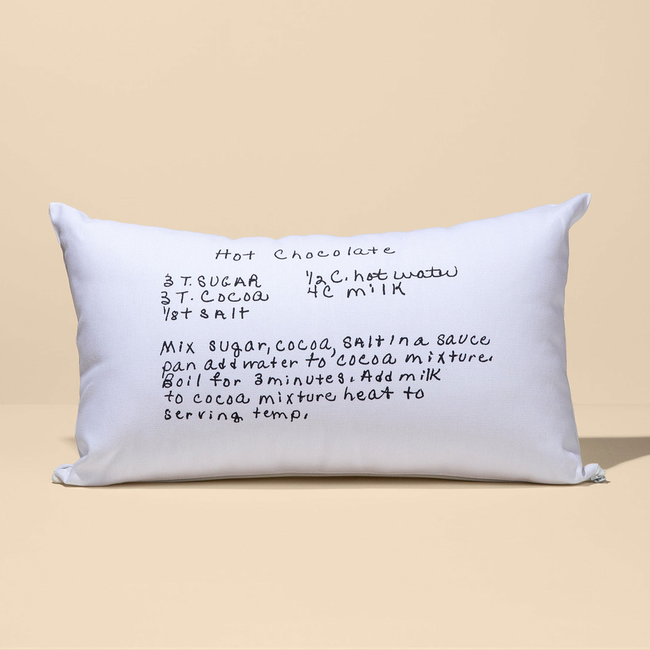 White Canvas Custom Family Recipe Lumbar Pillow-gallery-43756437536991