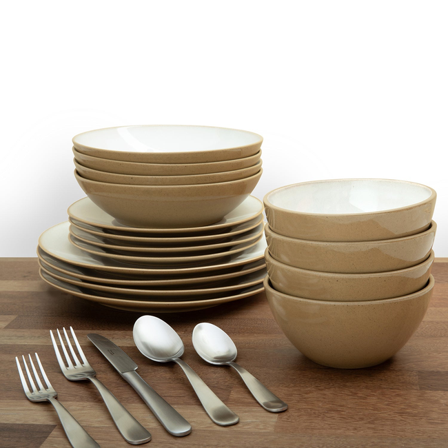 Ceramic Stoneware Tableware (16-Piece Set, 4 Place Settings)-gallery-53829110366580