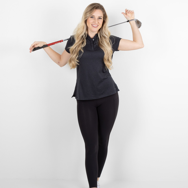Women's Gamer Polo - Black Heather-gallery-44847186641121