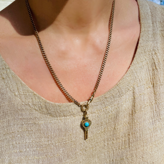 Antique yellow 14K all original flat curb watch chain, 19.5 inch-gallery-49155870196027