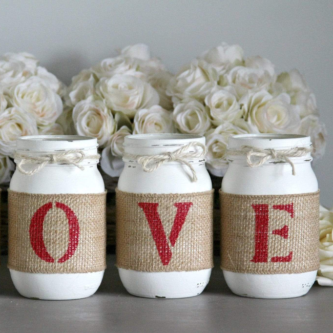 Valentine's Day Decor | Painted Mason Jars LOVE Gift-gallery-23958729095