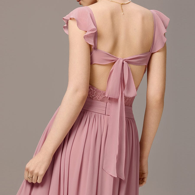 ever ELARA|Back-Tie Pleated Ruffles Sleeves Maxi Bridesmaid Dress-gallery-33202274140234