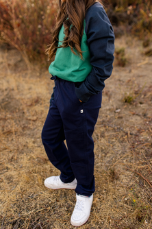 Stevie Raglan Sweatshirt - Hunter Green & Navy Color Block