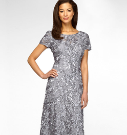 Petite Evelyn Rosette Lace Long Gown