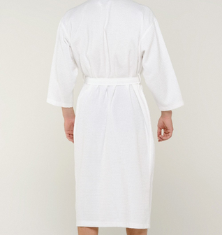 100% Turkish Cotton White Waffle Kimono Robe