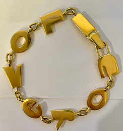 Vintage yellow 14K I Love You letters bracelet, 7.5 inch