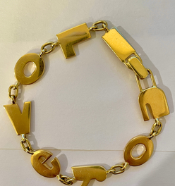 Vintage yellow 14K I Love You letters bracelet, 7.5 inch