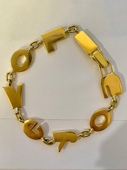 Vintage yellow 14K I Love You letters bracelet, 7.5 inch