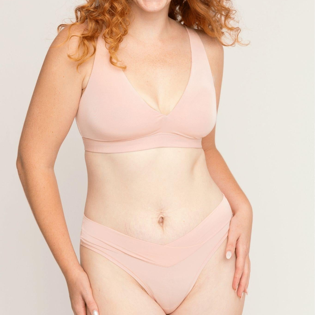 Plunge Bra | Pink Sand-gallery-33401292488789