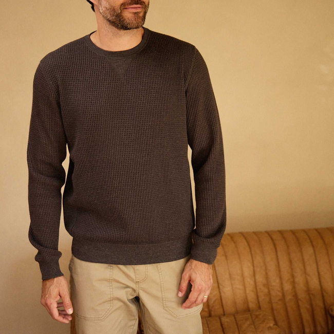 Butch Waffle Thermal Crewneck - Charcoal Heather-gallery-44122784596226