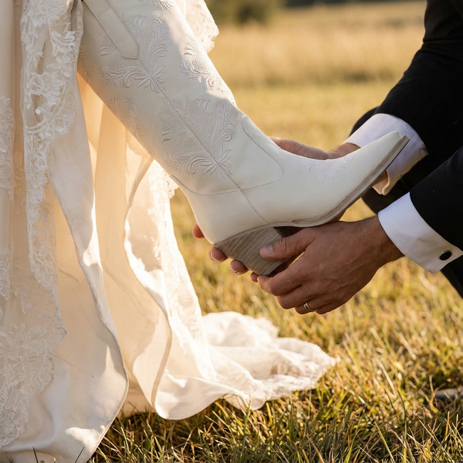 The Kamilla | White on White Embroidered Cowboy Boot For Bridal Or Festival-gallery-42416824549553