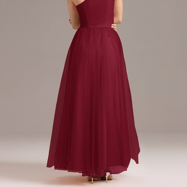 ever ARCADIA|Chic A-Line One-Shoulder Tulle Maxi Bridesmaid Dress-gallery-33342905450570