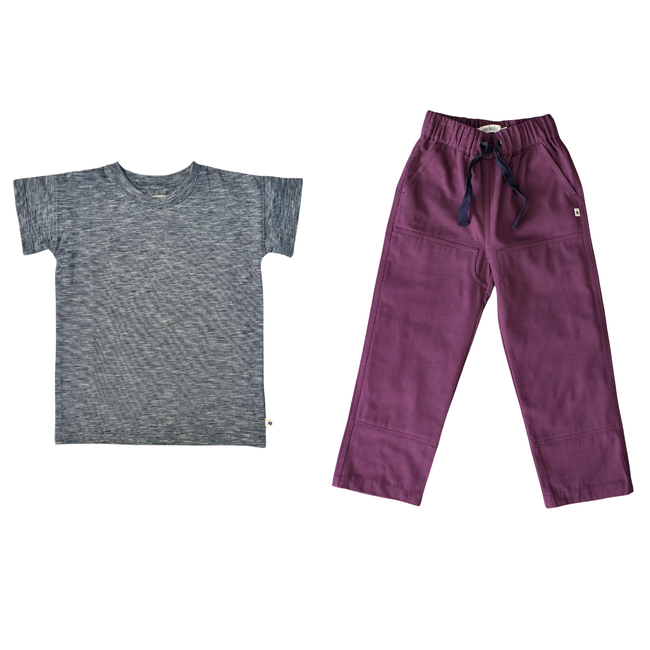 Brooklyn T-Shirt in Navy & Jules in Plum Set-gallery-49262558085419