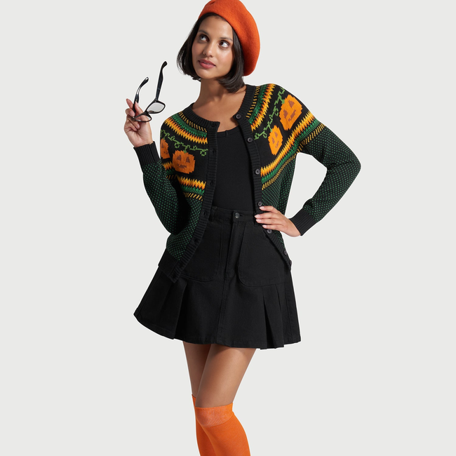 Give 'Em Pumpkin To Talk About Fair Isle Cardigan-gallery-37010597839019