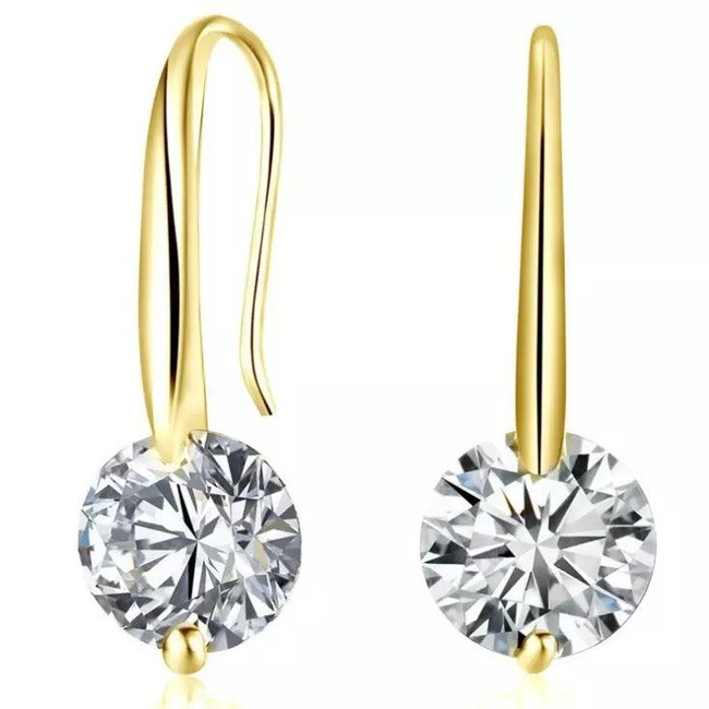 Crystal Dangle Earrings with 1.5 Carat Cubic Zirconia Stone-gallery-30351772418106