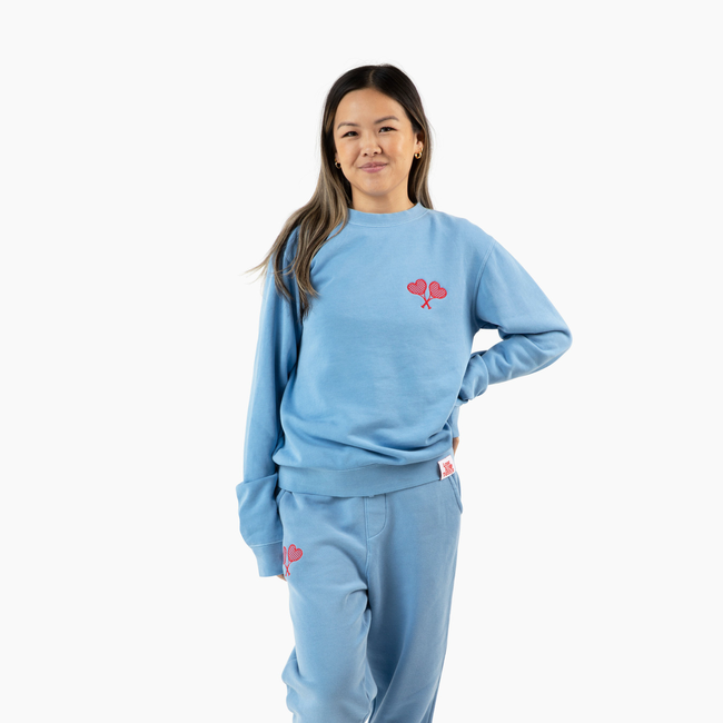 Love All Tennis Women's Blue Fay Crew Neck Sweatshirt-gallery-67963233501265