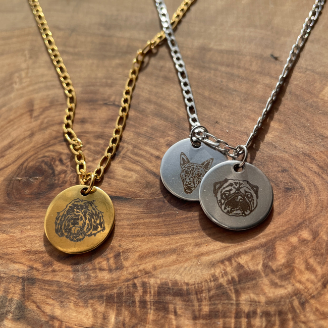 Custom Engraved Pet Portrait Necklace-gallery-49125696504130