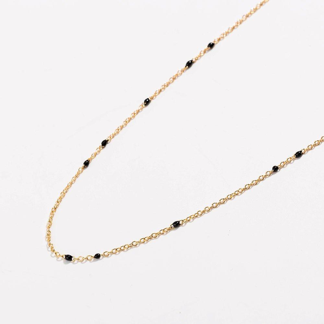 Dainty Black Onyx Beaded Link Necklace-gallery-30351489237050