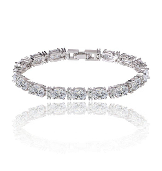 Cubic Zirconia Tennis Bracelet with Oval and Round Cut AAA+ Cubic Zirconia