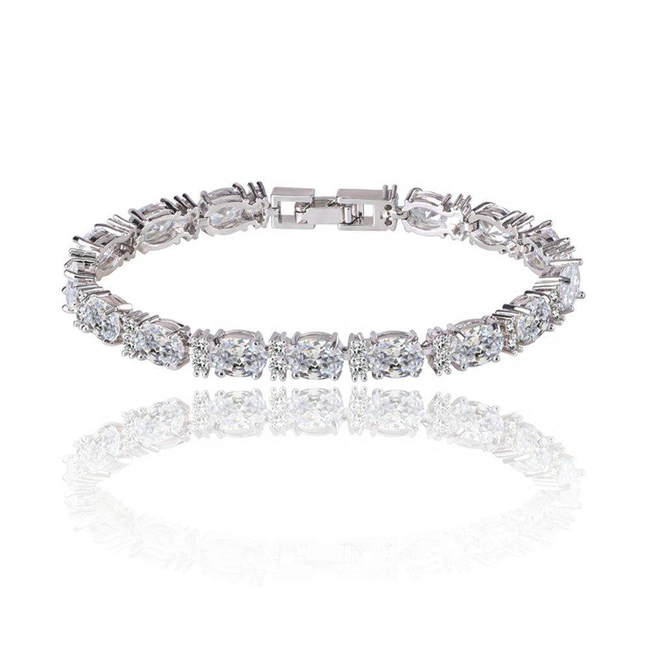 Cubic Zirconia Tennis Bracelet with Oval and Round Cut AAA+ Cubic Zirconia-gallery-30351466659898