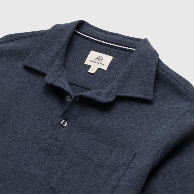 Cary Fleece Polo - Navy Heather-gallery-44013881327874