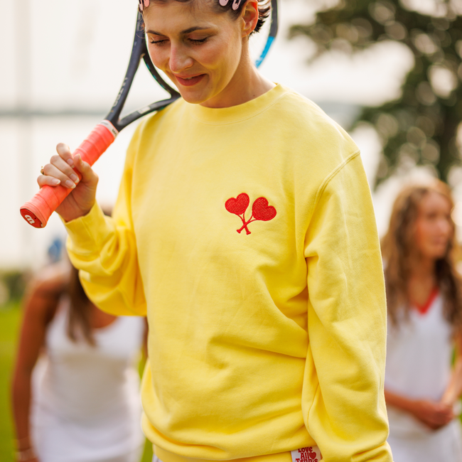 Love All Tennis Women's Yellow Fay Crew Neck Sweatshirt-gallery-68007055196241