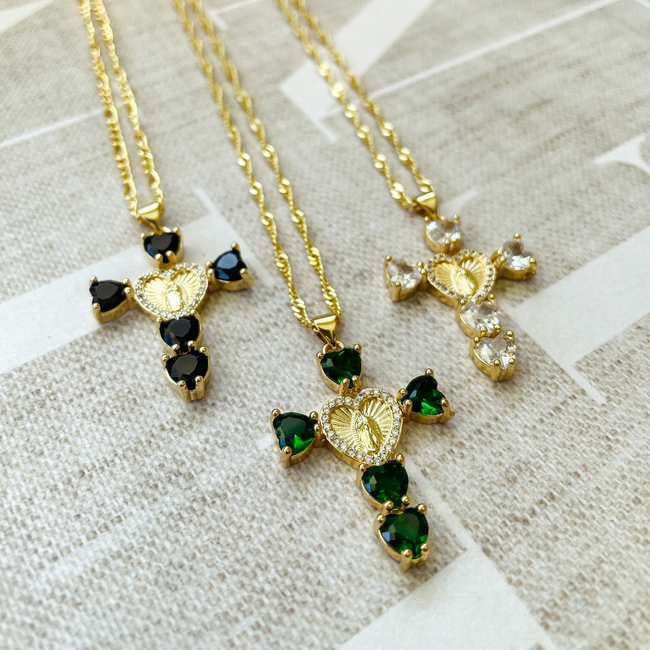 24K Crystal Cross Necklace-gallery-31653963563083